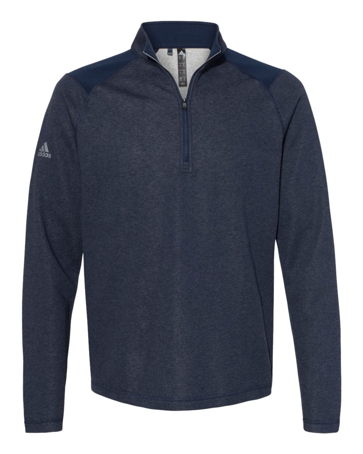 Adidas Golf A463 Heathered Quarter-Zip Pullover with Colorblocked Shoulders