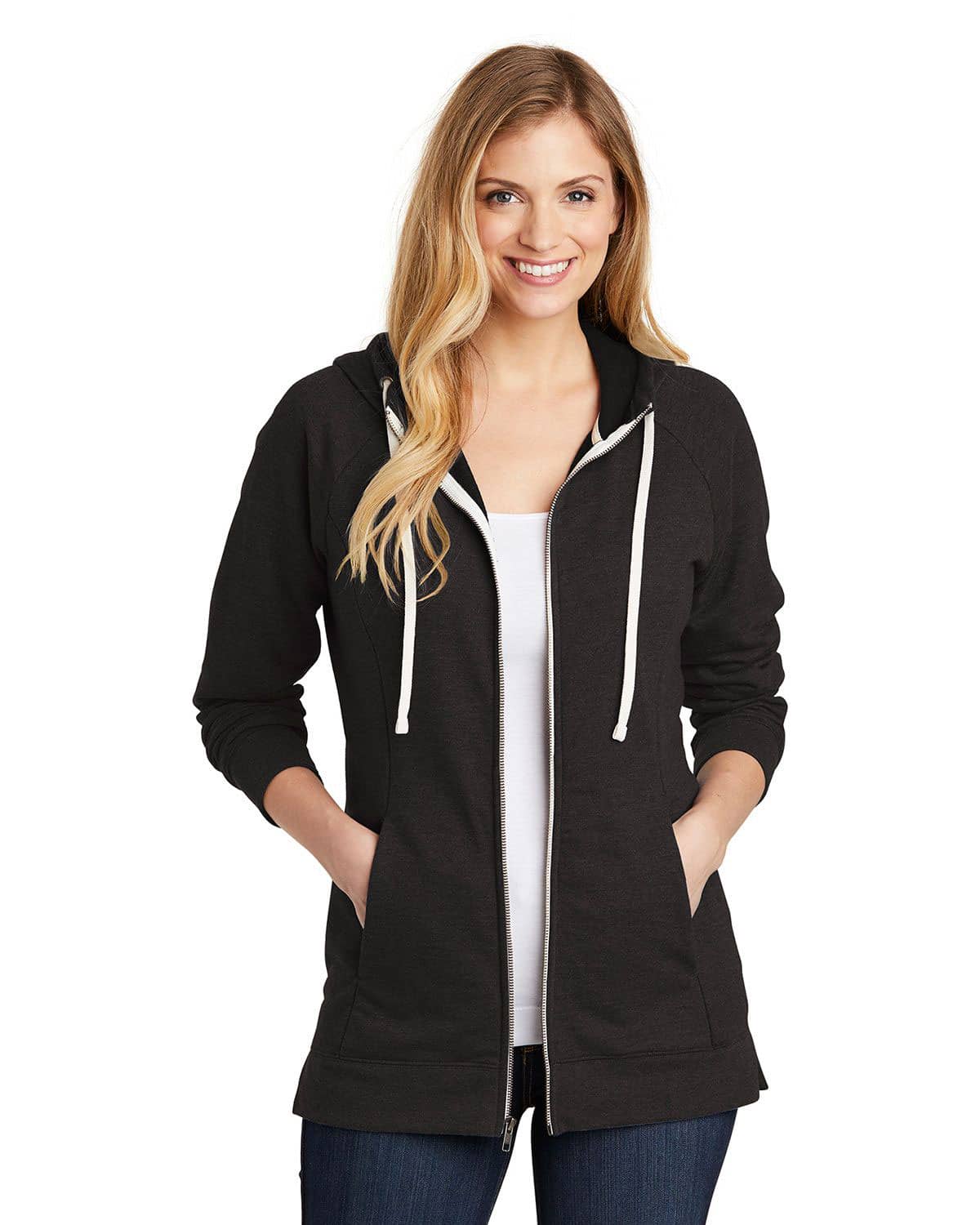 District DT456 Womens Perfect Tri French Terry Full-Zip Hoodie