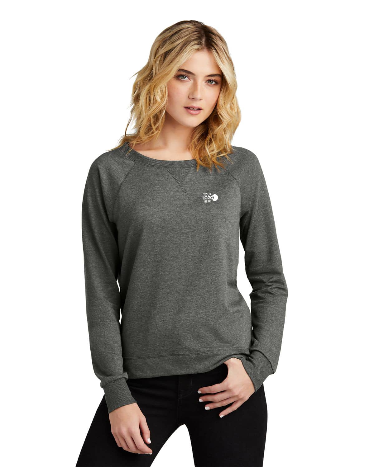 District DT672 Women's Featherweight French Terry Long Sleeve Crewneck