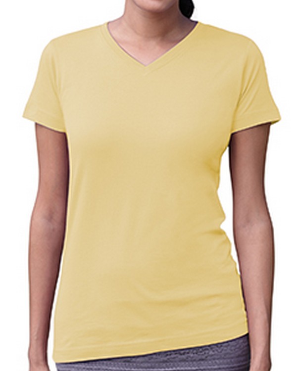 LAT 3507 Ladies Fine Jersey V-Neck Longer Length T-Shirt