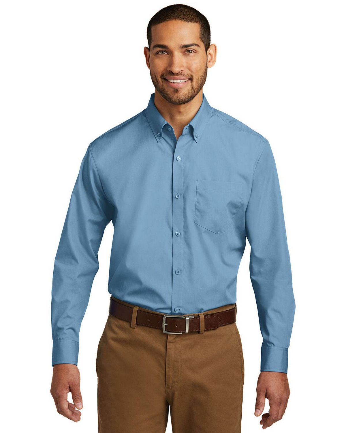 Port Authority W100 Mens Long Sleeve Carefree Poplin Shirt