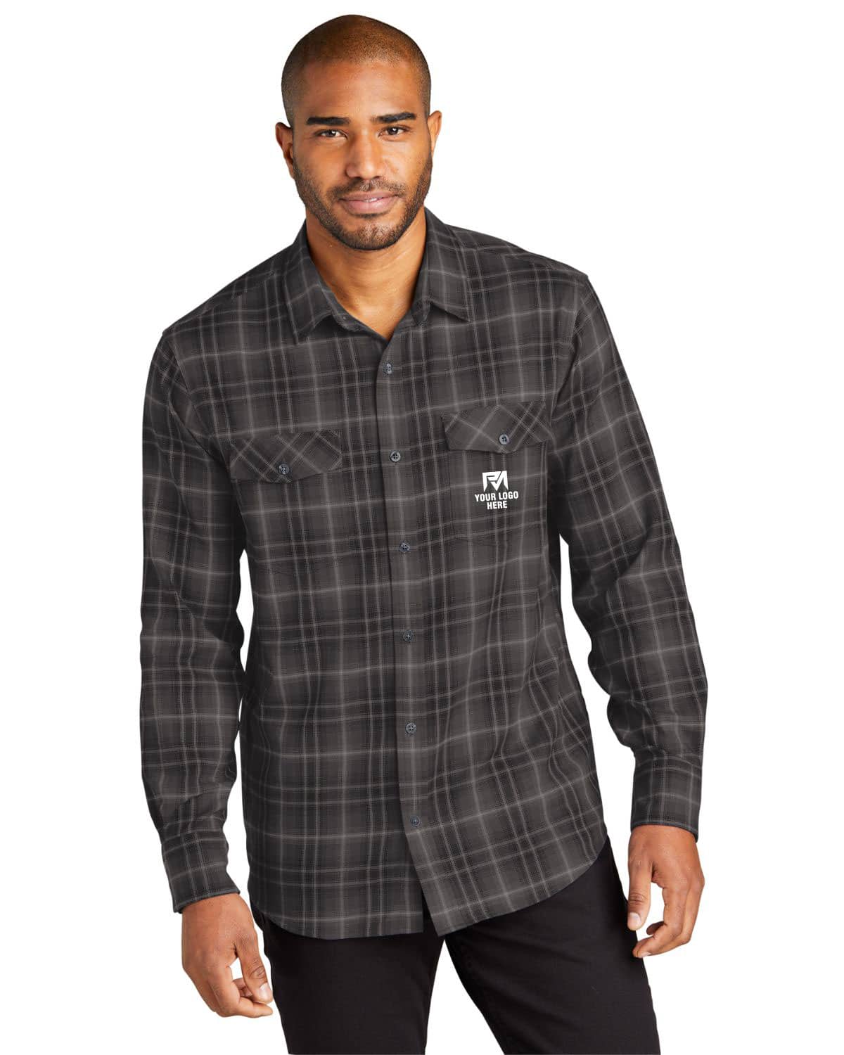 Port Authority W672 Long Sleeve Ombre Plaid Shirt