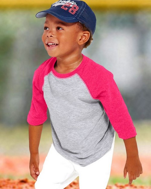 Rabbit Skins 3330 Toddler Vintage Fine Jersey 3-Quarter-Sleeve Baseball T-Shirt