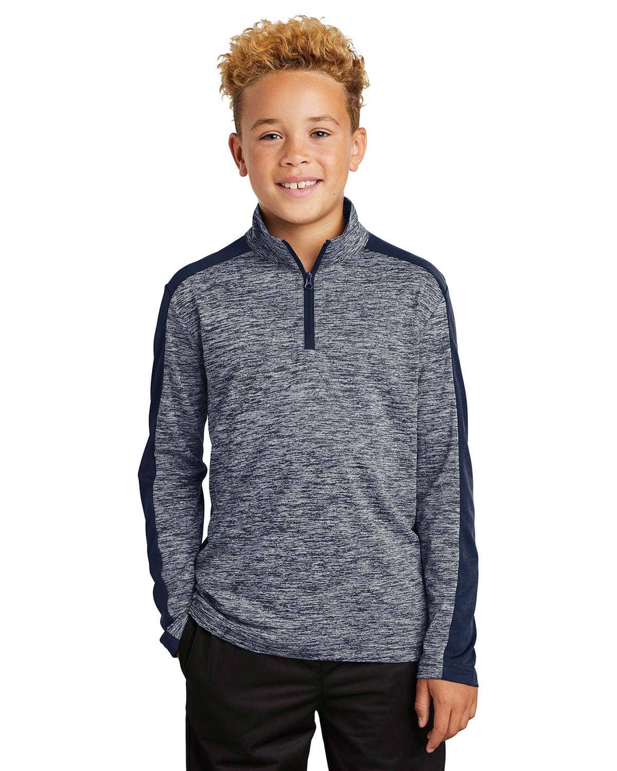 Sport-Tek YST397 Youth PosiCharge Electric Heather Colorblock 1/4-Zip Pullover